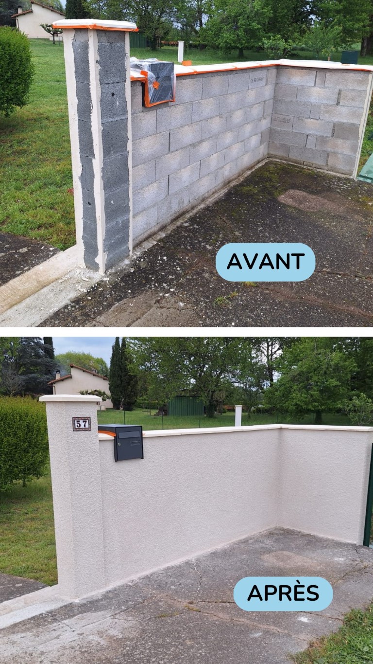 Avant après d'une murette neuve